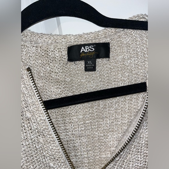 ABS Women’s Sweater Shirt Blouse Zip-Up Tan Colored Knit - Size XL - Picture 3 of 8